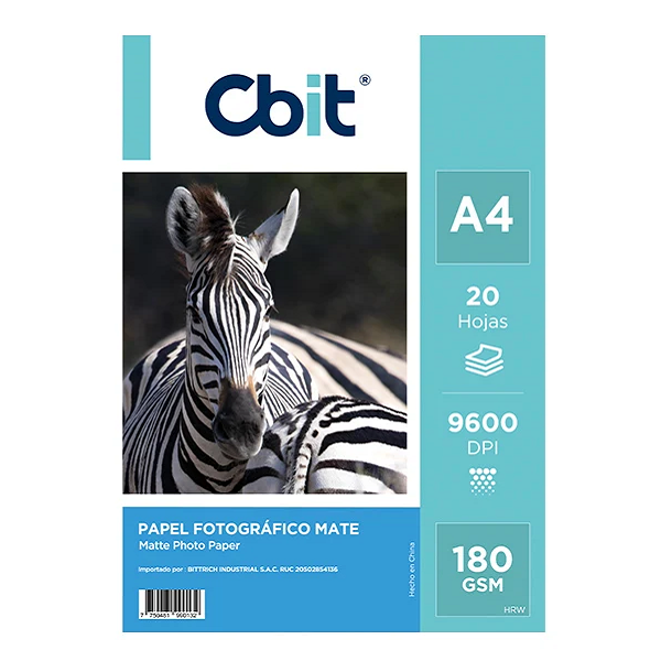 FOTOA4180GMAT 	Papel Foto de 180GSM A4 Mate - paquete de 20 hojas