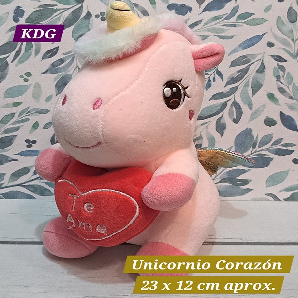uni-cor	Peluche Unicornio Corazón de 23*12cm aprox